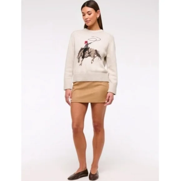 NWT Abercrombie & Fitch Madeline Cowgirl Crewneck Sweater Western Knit Size Sm - Picture 16 of 16